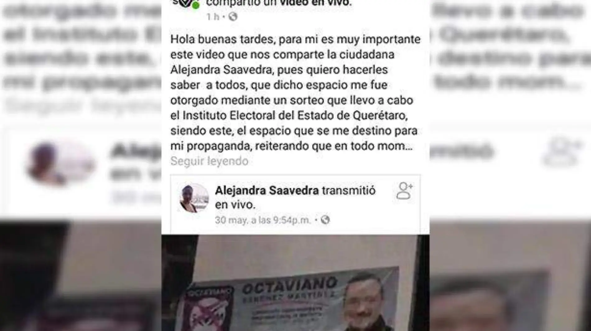 Octaviano aclaró el hecho a través de su perfil de Facebook.